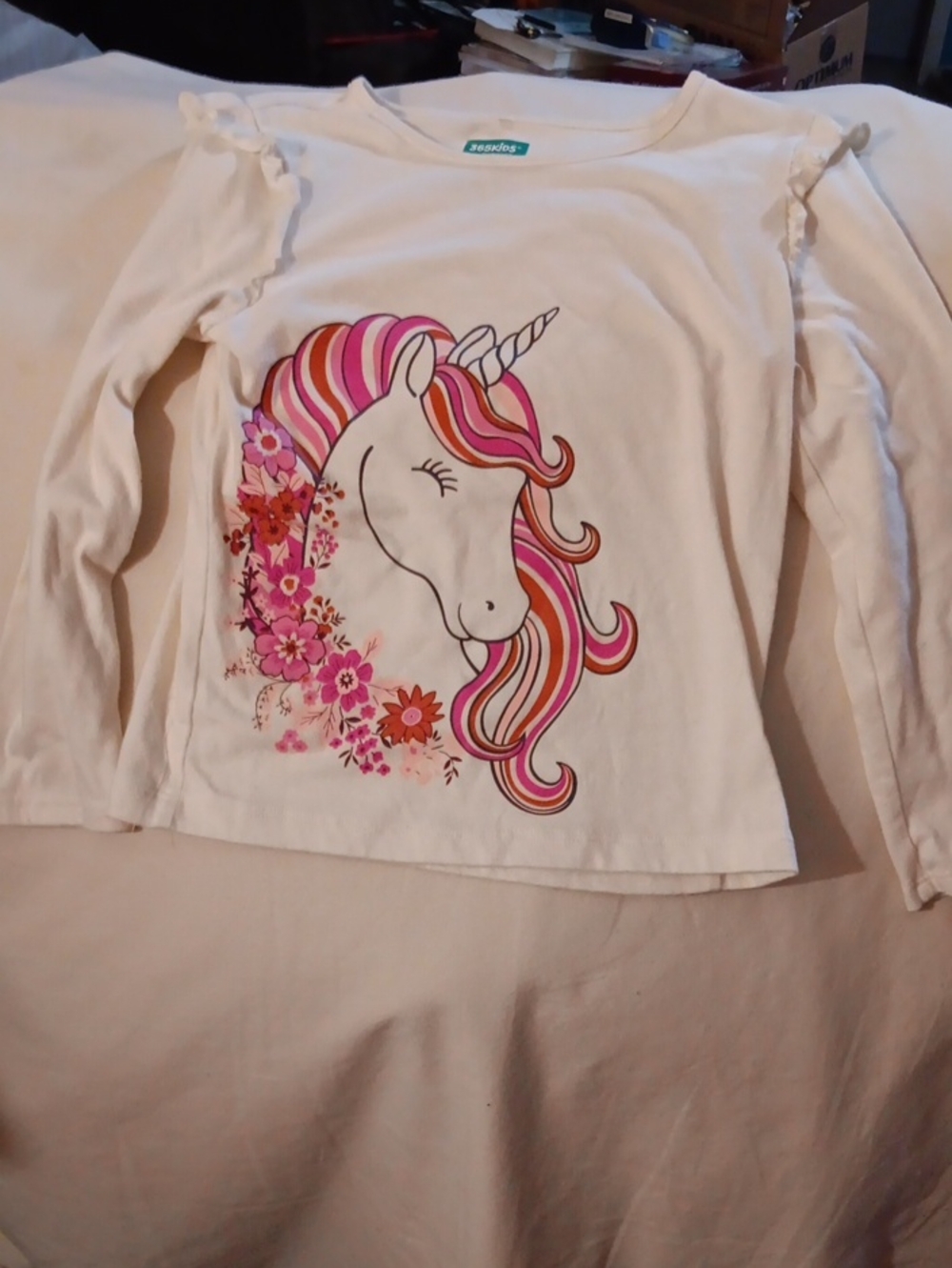 Garanimals White Long-Sleeve Unicorn Tee with Pink & Orange Mane